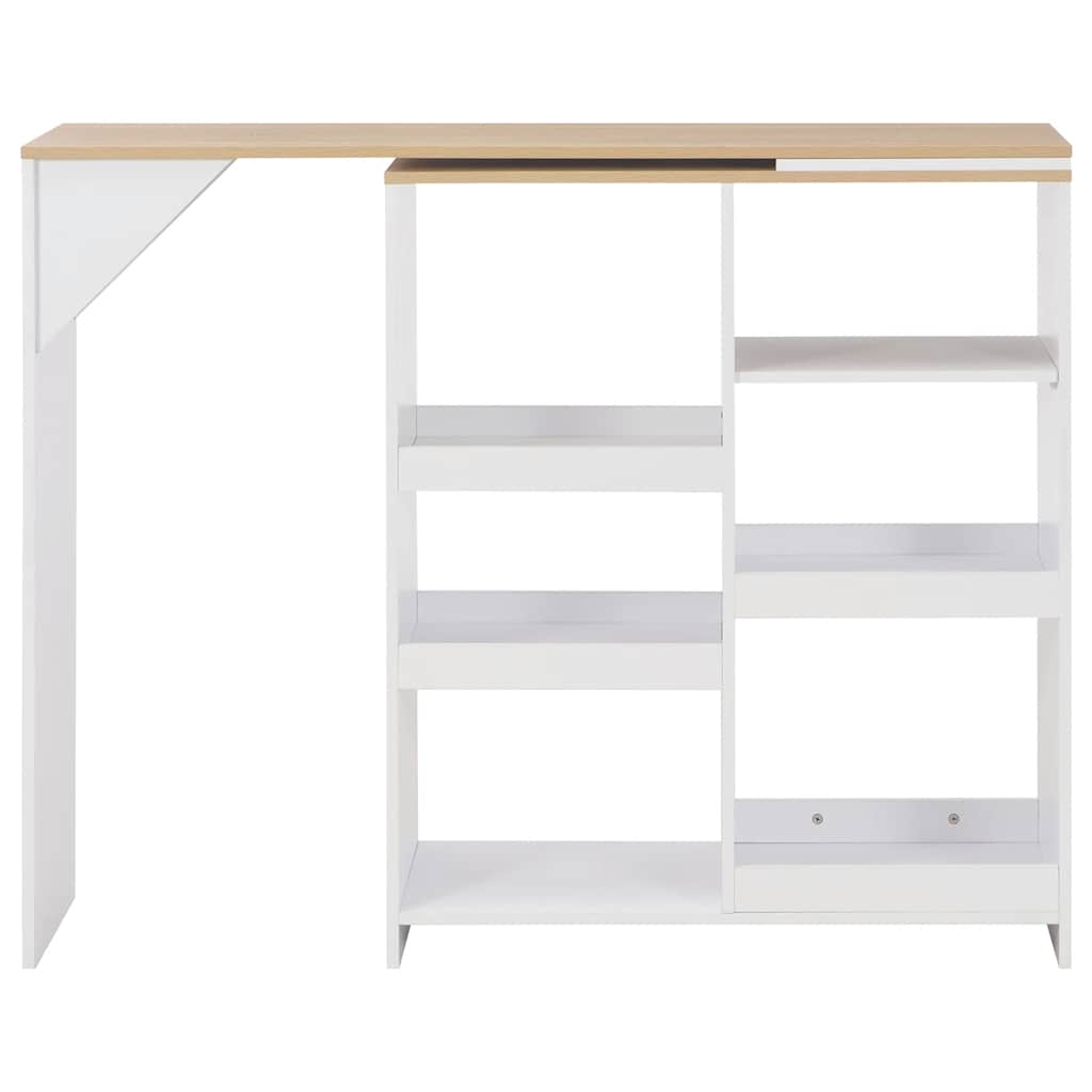 Tavolo da Bar con Scaffale Mobile Bianco 138x39x110 cm