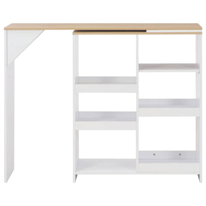 Tavolo da Bar con Scaffale Mobile Bianco 138x39x110 cm