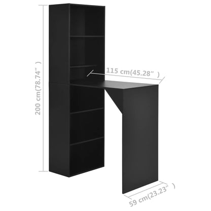 Tavolo da Bar con Mobiletto Nero 115x59x200 cm | homemem39