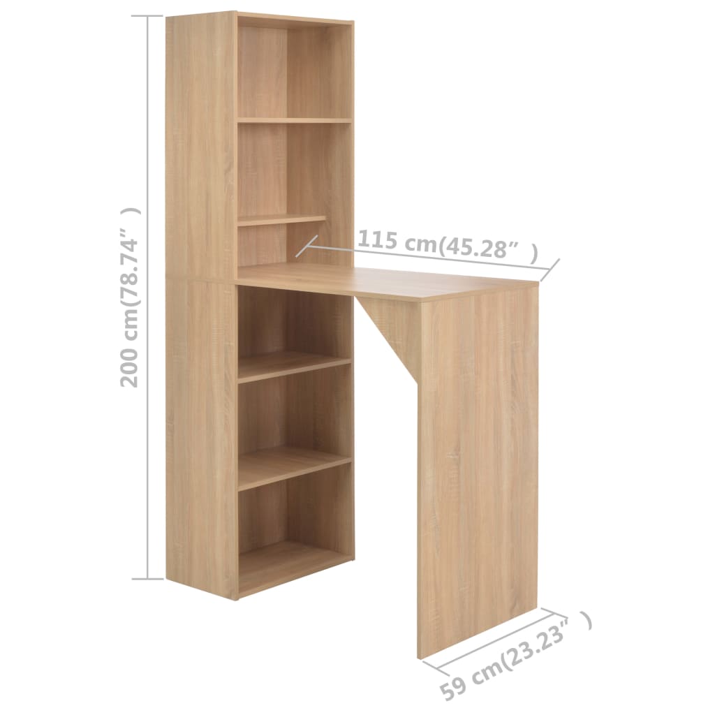 Tavolo da Bar con Mobiletto Rovere 115x59x200 cm | homemem39