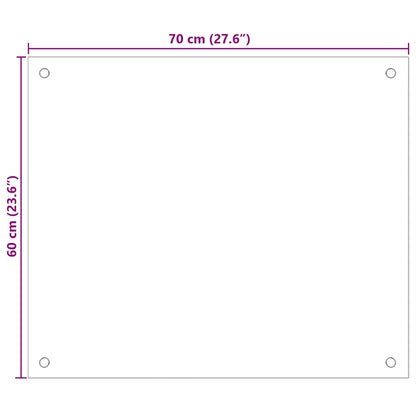 Paraschizzi per Cucina Trasparente 70x60 cm in Vetro Temperato