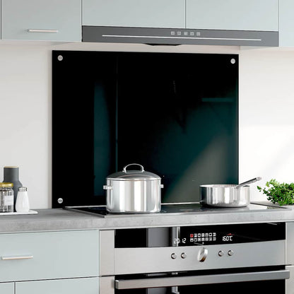 Paraschizzi per Cucina Nero 80x60 cm in Vetro Temperato