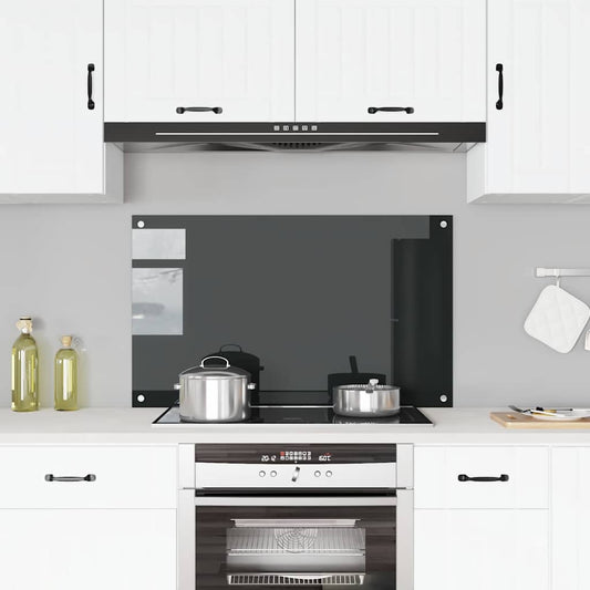 Paraschizzi per Cucina Nero 100x60 cm in Vetro Temperato