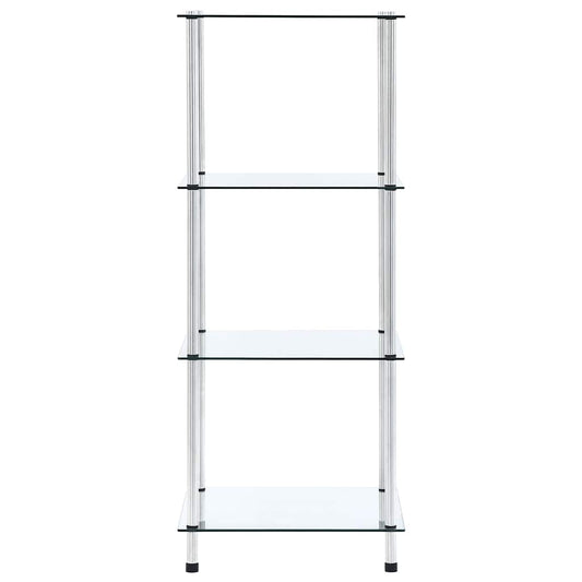 Scaffale a 4 Livelli Trasparente 40x40x100cm in Vetro Temperato | homemem39