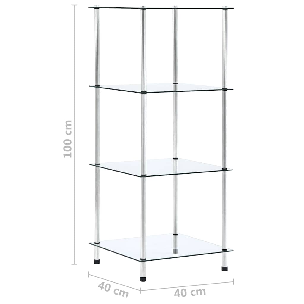 Scaffale a 4 Livelli Trasparente 40x40x100cm in Vetro Temperato | homemem39