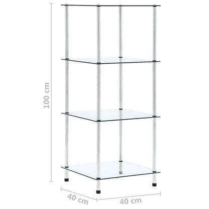 Scaffale a 4 Livelli Trasparente 40x40x100cm in Vetro Temperato | homemem39