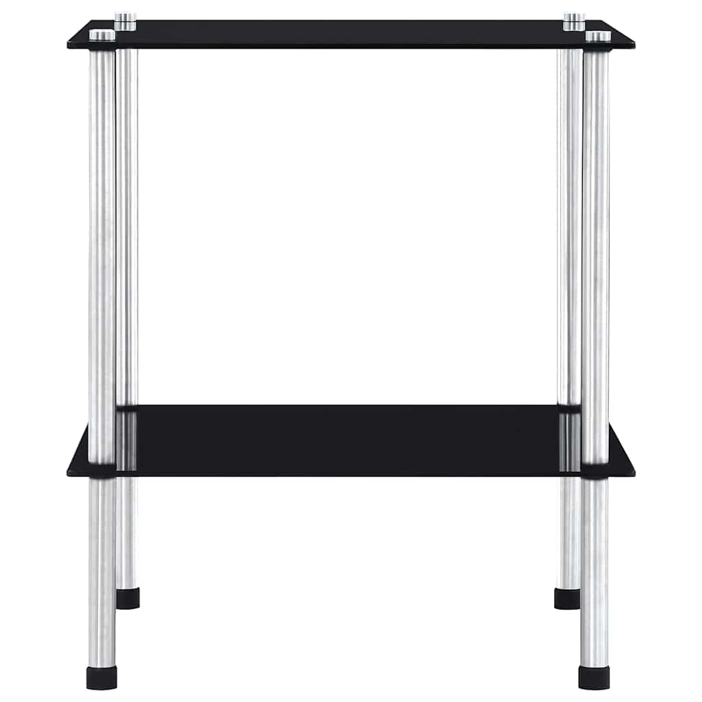 Scaffale a 2 Livelli Nero 40x40x47cm in Vetro Temperato | homemem39