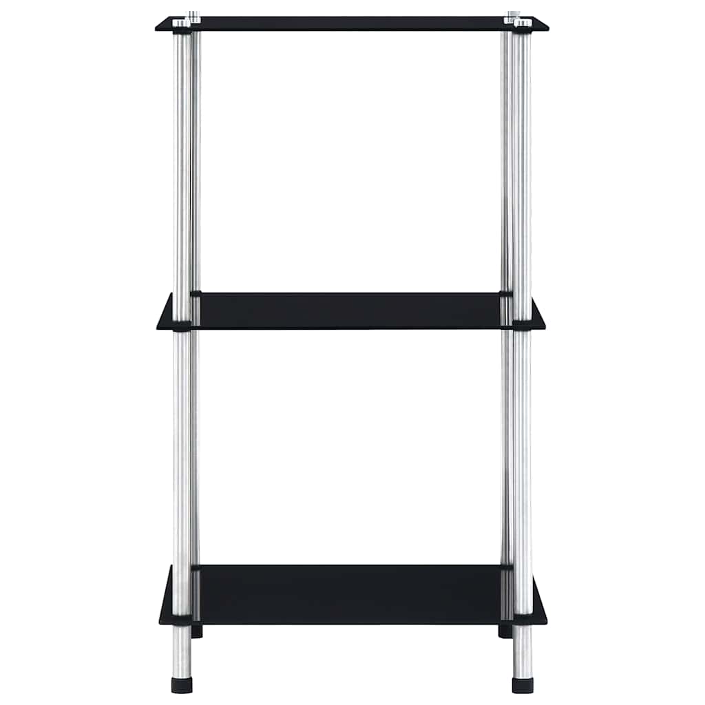 Scaffale a 3 Livelli Nero 40x40x67 cm in Vetro Temperato | homemem39