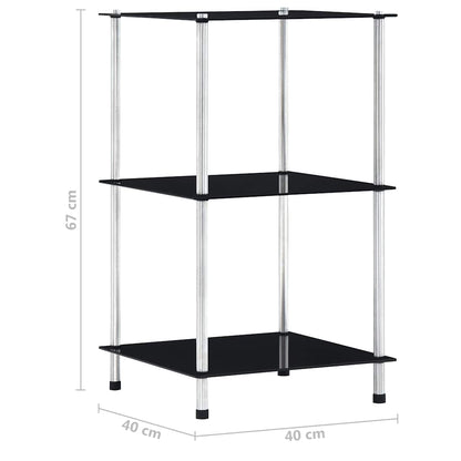 Scaffale a 3 Livelli Nero 40x40x67 cm in Vetro Temperato | homemem39