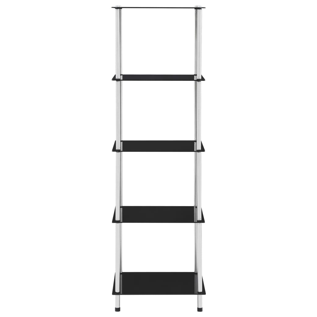 Scaffale a 5 Livelli Nero 40x40x130 cm in Vetro Temperato | homemem39