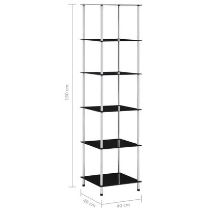 Scaffale a 6 Livelli Nero 40x40x160 cm in Vetro Temperato | homemem39