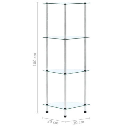 Scaffale a 4 Livelli Trasparente 30x30x100cm in Vetro Temperato | homemem39