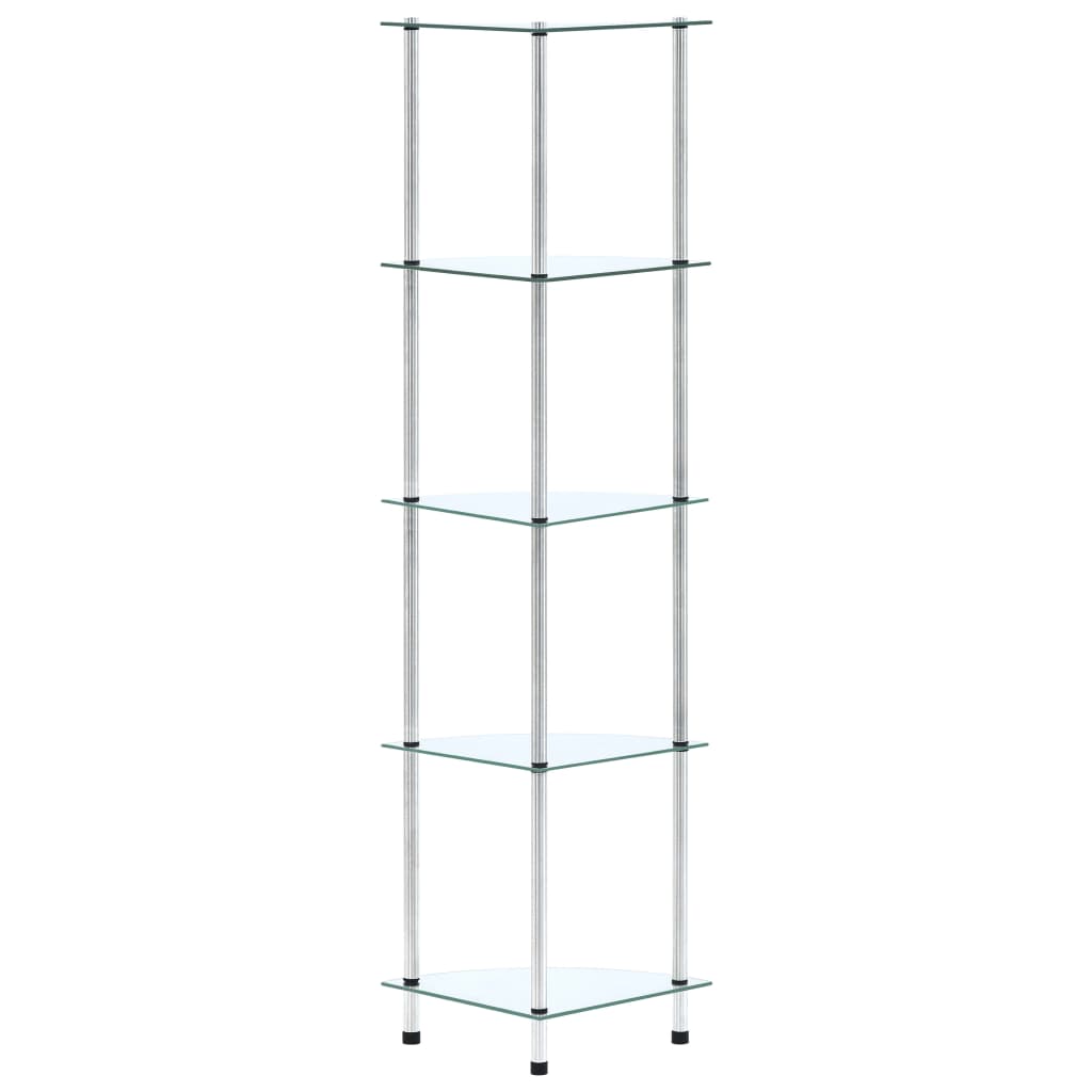 Scaffale a 5 Livelli Trasparente 30x30x130cm in Vetro Temperato | homemem39