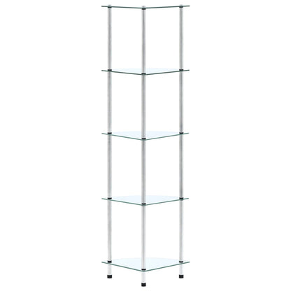 Scaffale a 5 Livelli Trasparente 30x30x130cm in Vetro Temperato | homemem39