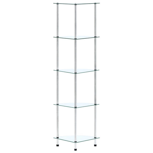 Scaffale a 5 Livelli Trasparente 30x30x130cm in Vetro Temperato | homemem39