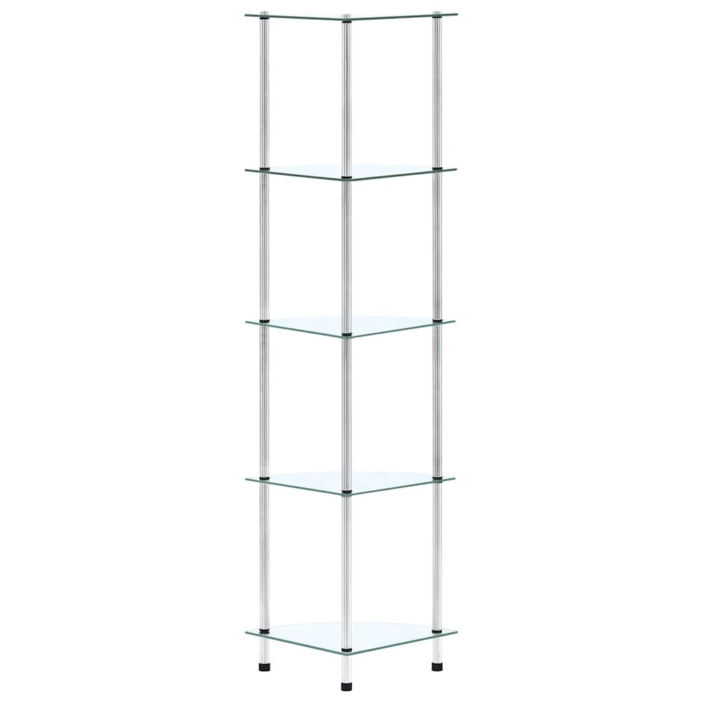 Scaffale a 5 Livelli 30x30x130 cm in vetro temperato