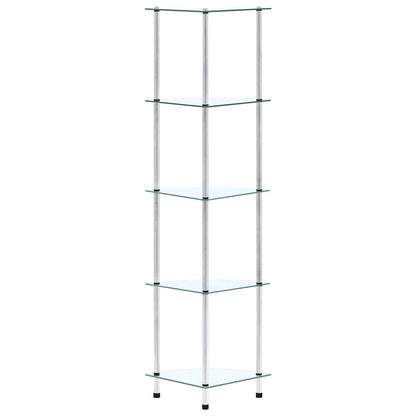 Scaffale a 5 Livelli 30x30x130 cm in vetro temperato