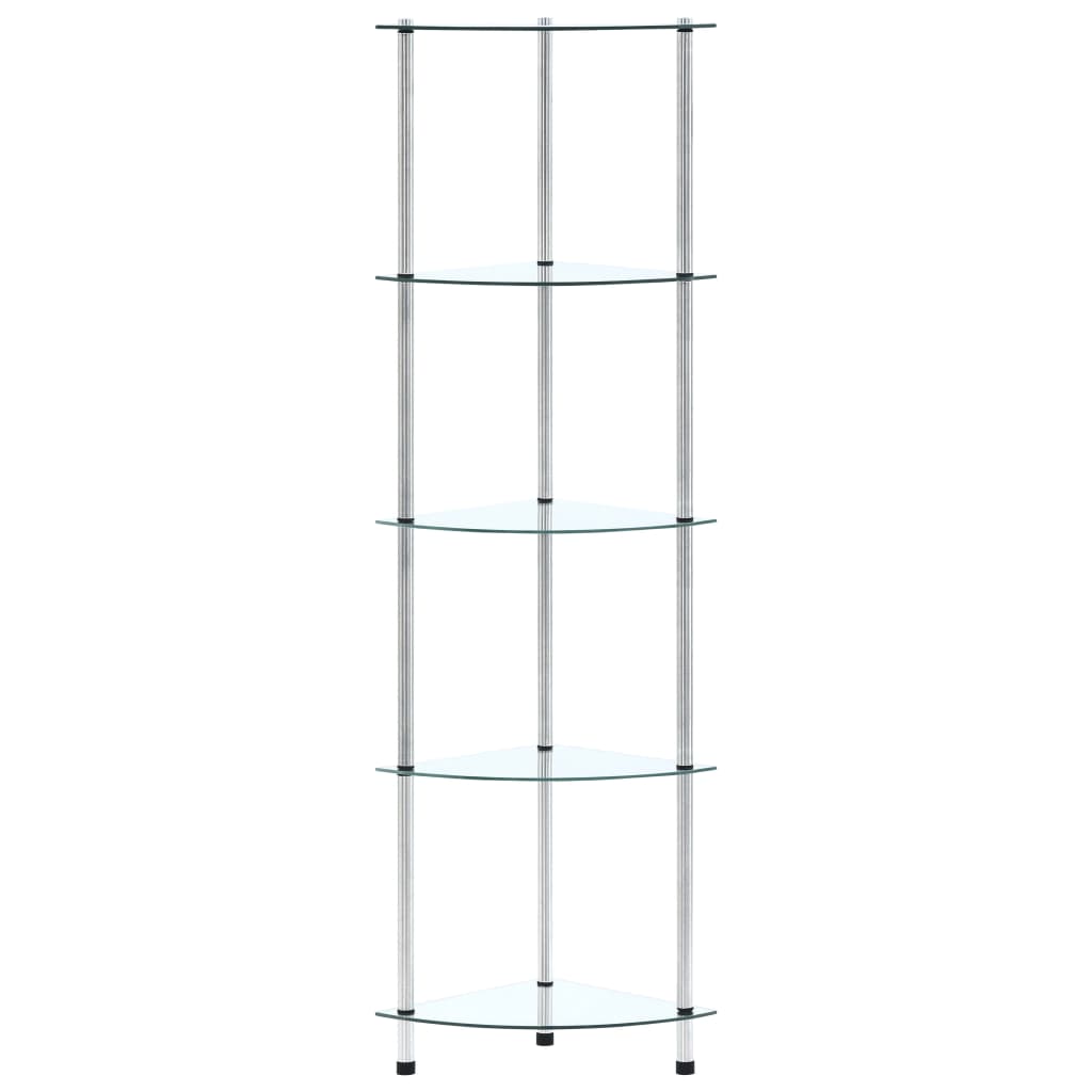 Scaffale a 5 Livelli Trasparente 30x30x130cm in Vetro Temperato | homemem39