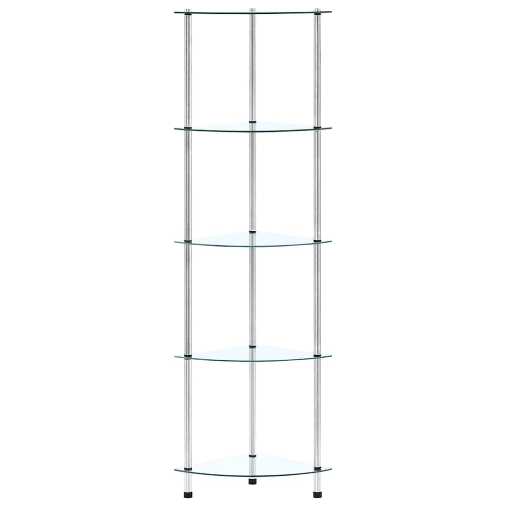 Scaffale a 5 Livelli 30x30x130 cm in vetro temperato