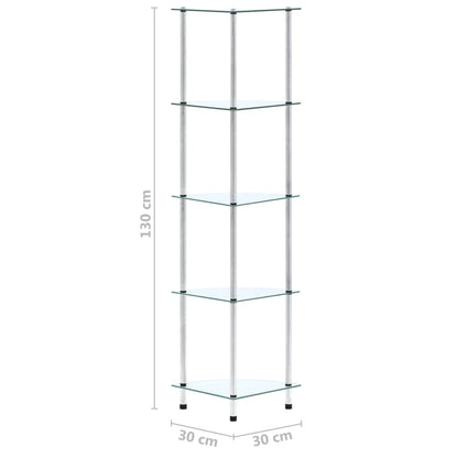 Scaffale a 5 Livelli Trasparente 30x30x130cm in Vetro Temperato | homemem39