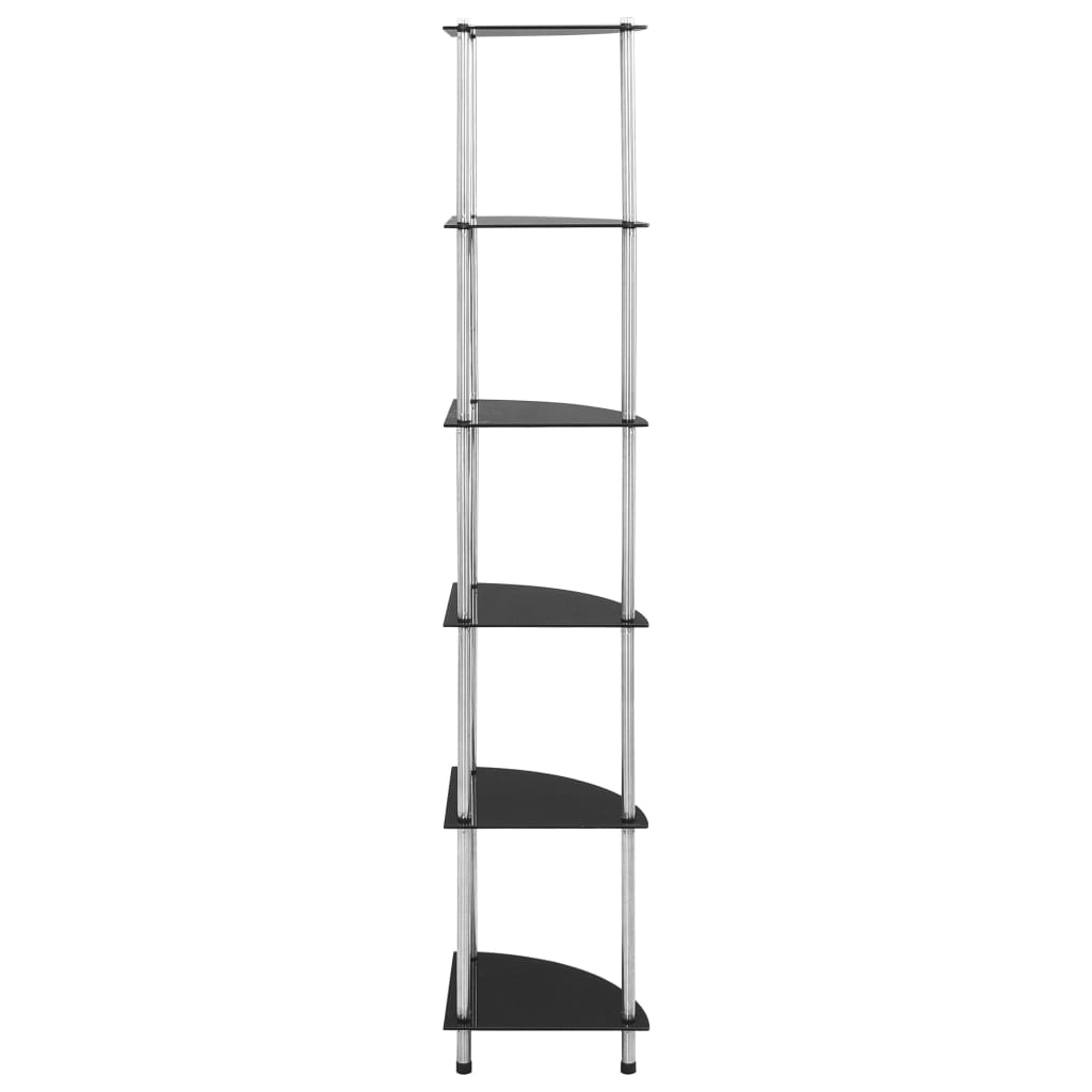 Scaffale a 6 Livelli Nero 30x30x160 cm Vetro Temperato | homemem39