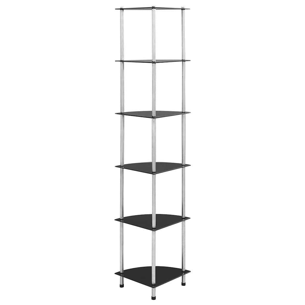 Scaffale a 6 Livelli 30x30x160 cm vetro temperato