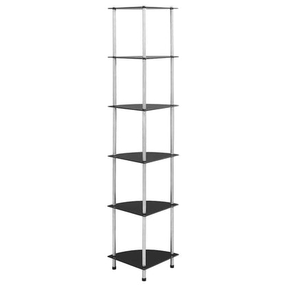 Scaffale a 6 Livelli 30x30x160 cm vetro temperato