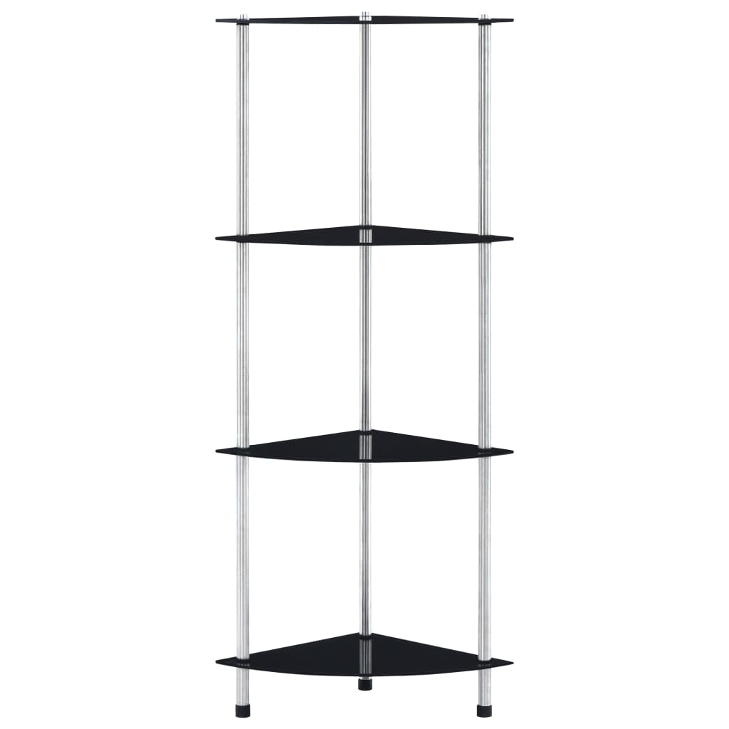 Scaffale a 4 Livelli Nero 30x30x100 cm in Vetro Temperato | homemem39