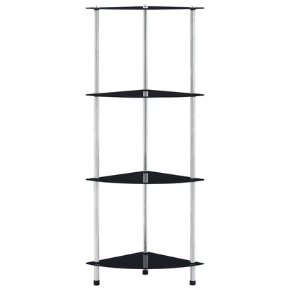 Scaffale a 4 Livelli Nero 30x30x100 cm in Vetro Temperato | homemem39