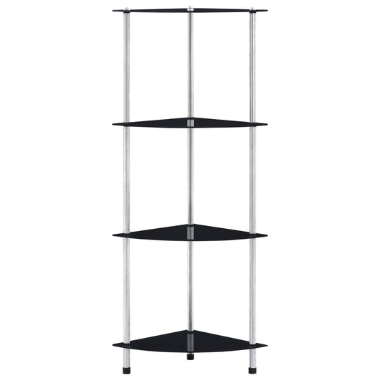 Scaffale a 4 Livelli Nero 30x30x100 cm in Vetro Temperato | homemem39