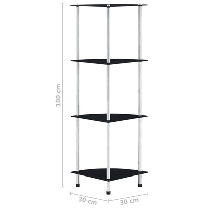 Scaffale a 4 Livelli Nero 30x30x100 cm in Vetro Temperato | homemem39