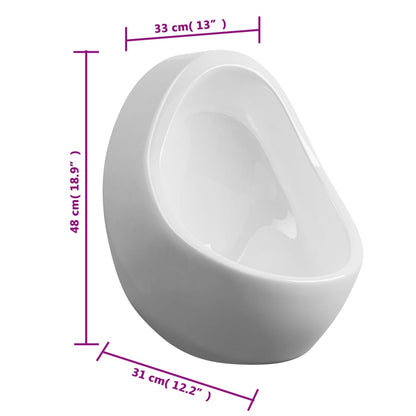 Orinatoio Sospeso con Sciacquone in Ceramica Bianco - homemem39