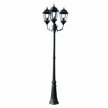 Lampione da Giardino 3 Bracci 230 cm Verde Scuro/Nero Aluminio - homemem39