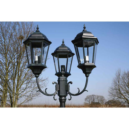Lampione da Giardino 3 Bracci 230 cm Verde Scuro/Nero Aluminio - homemem39