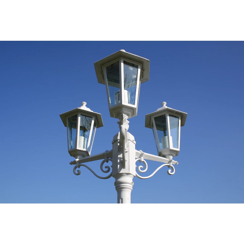 Lampione da Giardino a 3 Bracci 215 cm in Alluminio Bianco - homemem39