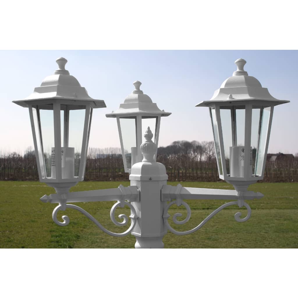 Lampione da Giardino a 3 Bracci 215 cm in Alluminio Bianco - homemem39