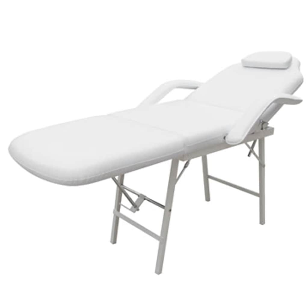 Lettino da Massaggio Portatile in Similpelle 185x78x76cm Bianco | homemem39