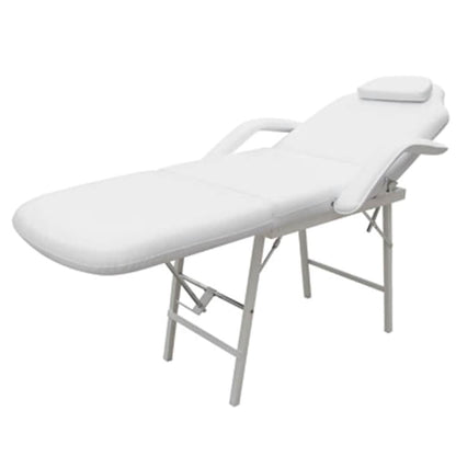 Lettino da Massaggio Portatile in Similpelle 185x78x76cm Bianco | homemem39