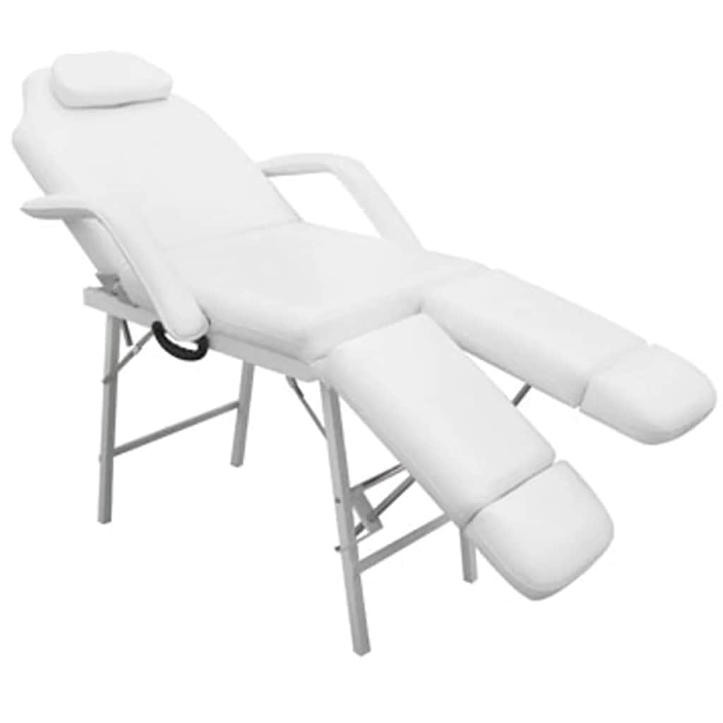 Lettino da Massaggio Portatile in Similpelle 185x78x76cm Bianco | homemem39