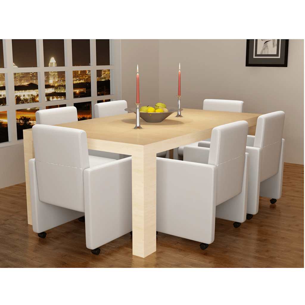 Sedie da Pranzo 6 pz Bianche in Similpelle | homemem39