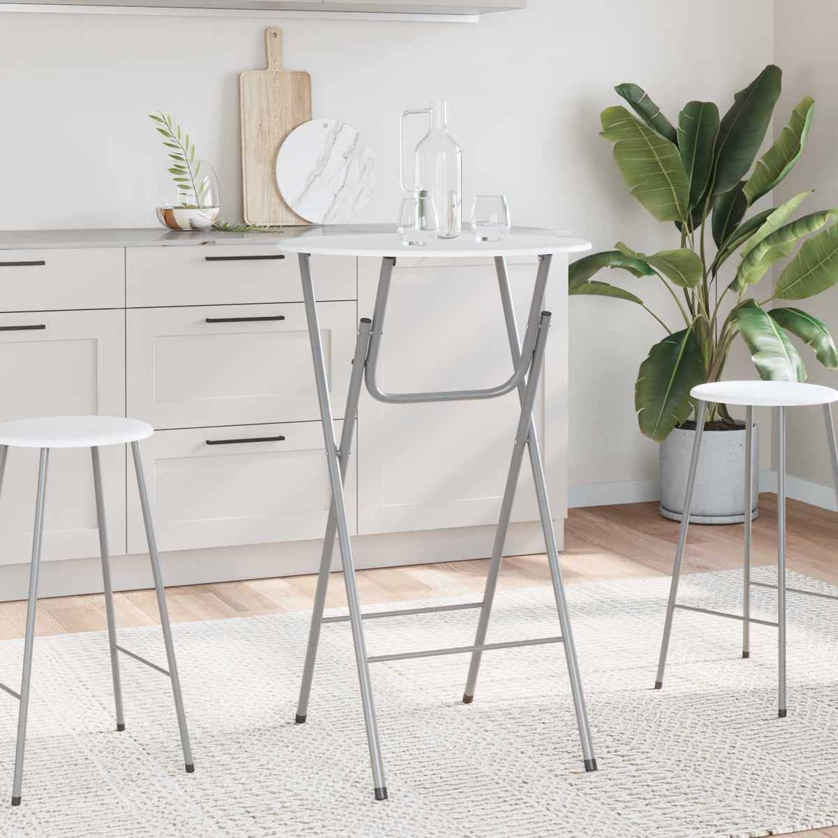Tavoli da Bar Set 4 pz con Ripiano in MDF Bianco