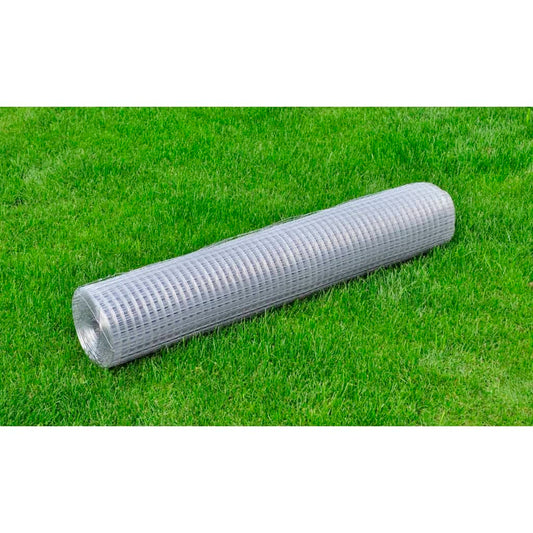 Recinzione in Rete in Acciaio Zincato Quadrata 1x25 m Argento - homemem39