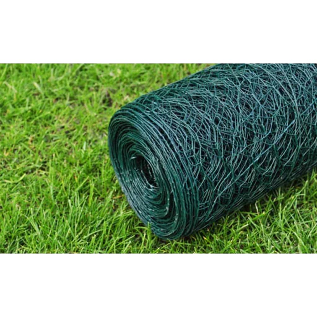 Recinzione in Rete Esagonale in Acciaio 1x25 m Verde Scuro | homemem39