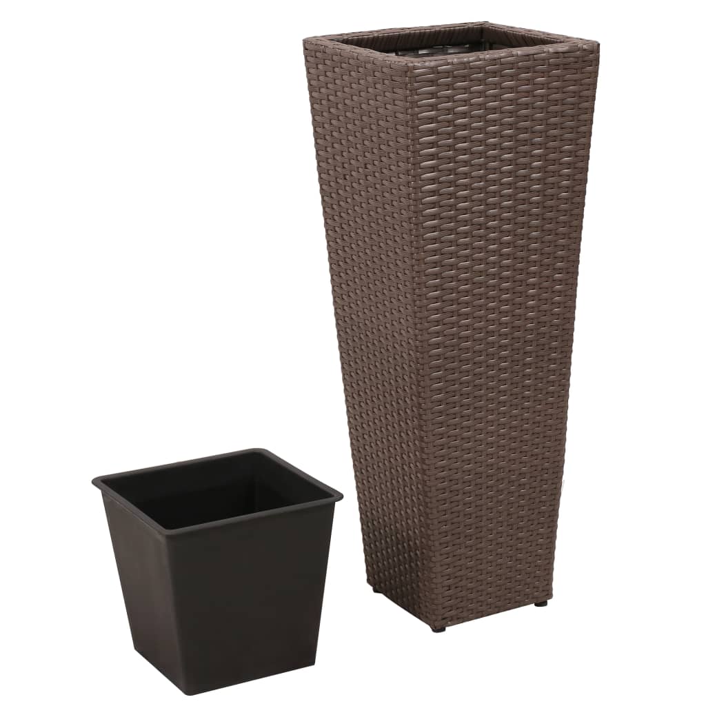 Letti Rialzati da Giardino 3 pz in Polyrattan Marrone - homemem39