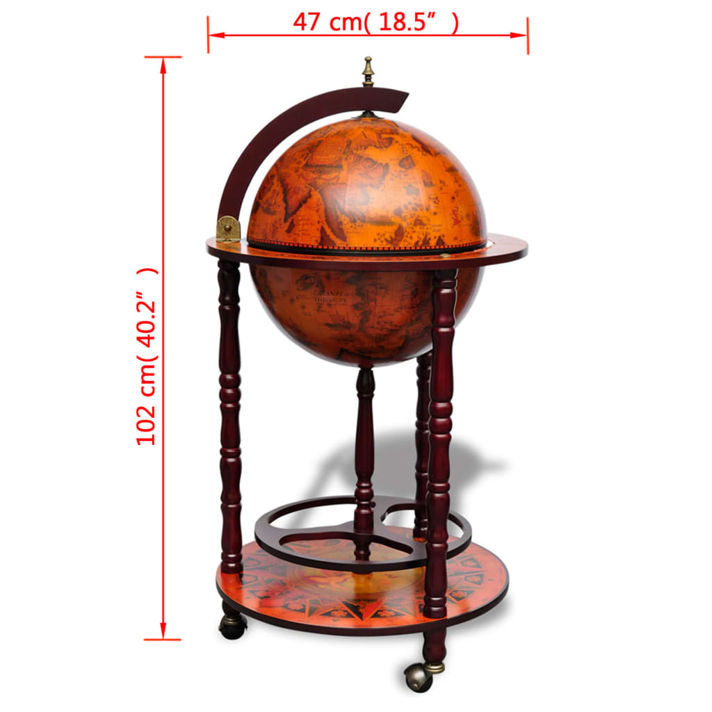 Minibar a Forma di Globo con Supporto in Legno di Eucalipto - homemem39
