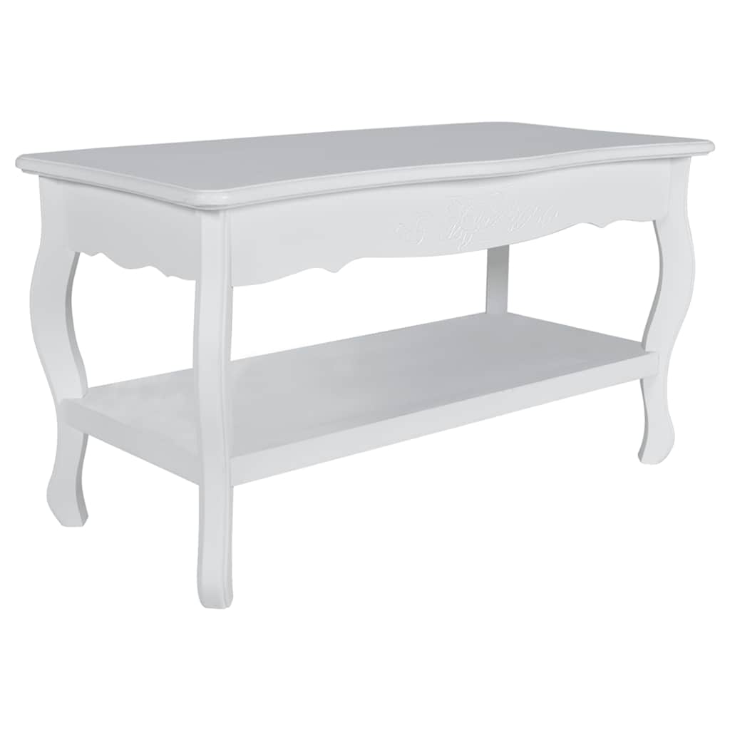 Tavolino da Salotto con 2 Ripiani in MDF Bianco | homemem39