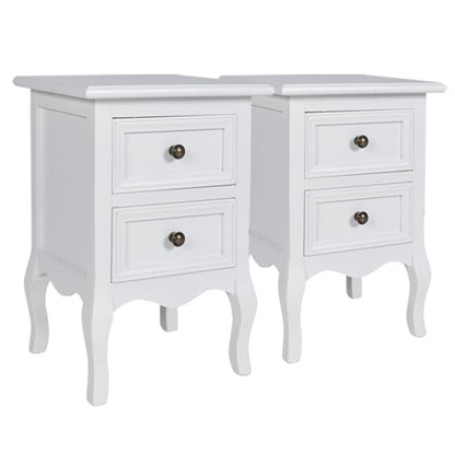 Comodini 2 pz con 2 Cassetti in MDF Bianchi - homemem39