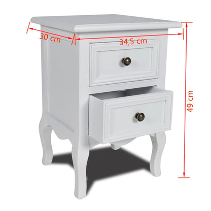 Comodini 2 pz con 2 Cassetti in MDF Bianchi - homemem39
