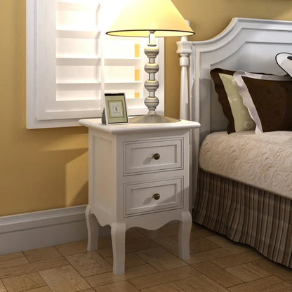 Comodini 2 pz con 2 Cassetti in MDF Bianchi - homemem39