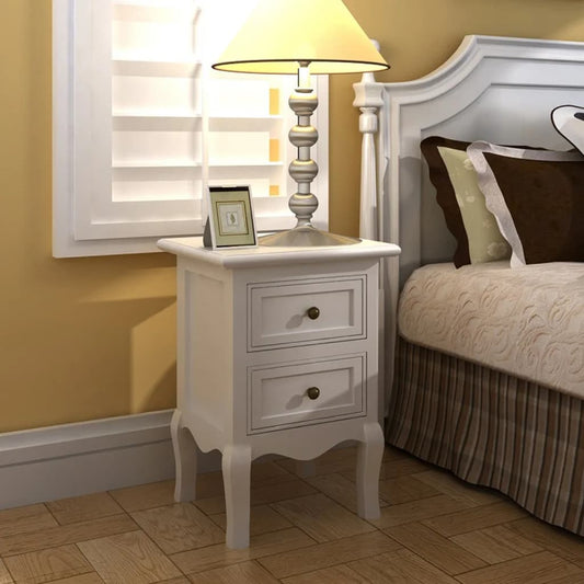 Comodini 2 pz con 2 Cassetti in MDF Bianchi - homemem39